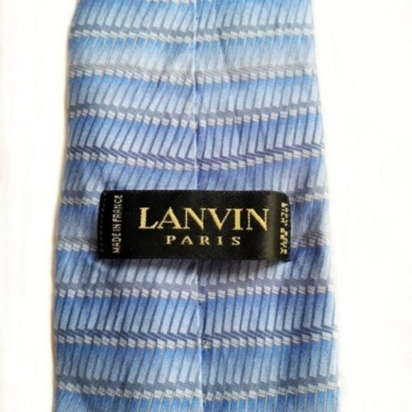 Lanvin Blue Striped Silk Men's Tie - Picture 5 of 6